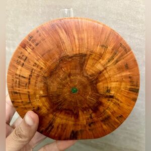 Uli Kirchler Studios Wood Carved Round Turquoise Bud Vase Handmade MCM RARE